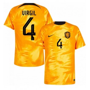 Holandia Virgil van Dijk #4 Koszulka Podstawowych MŚ 2022 Krótki Rękaw